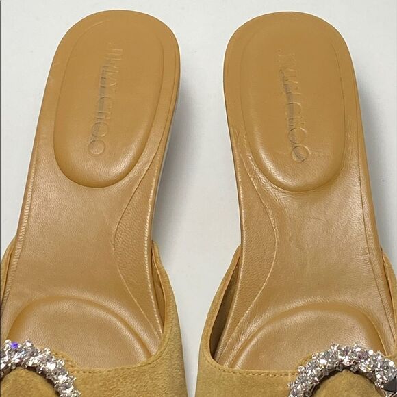 Jimmy Choo Arlia Suede Crystal Buckle Casual Wedge Sandals size 40 - Picture 5 of 13